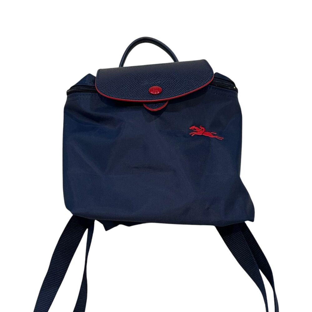Longchamp Le Pliage Nylon Club Mini Backpack in Navy/Red - Picture 3 of 10